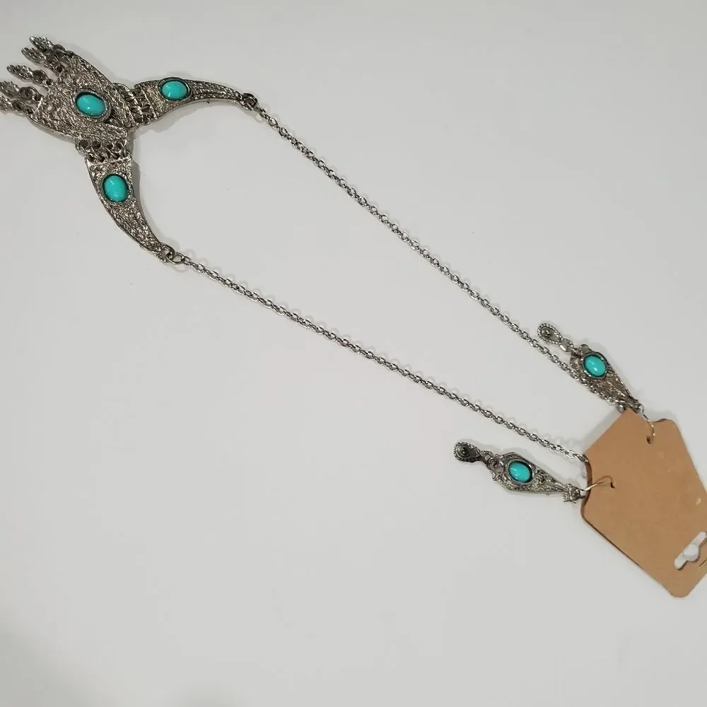 Vintage style turquoise earrings and necklace - Picture 6 of 9